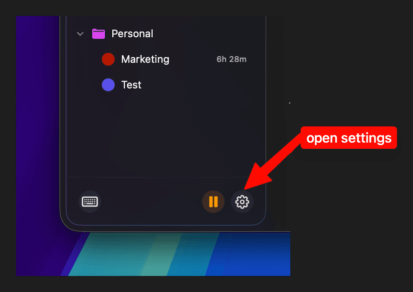 Open Settings from the in-app settings button