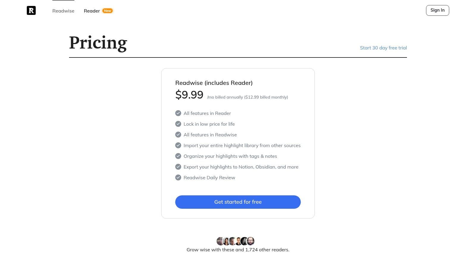 Readwise highlights dashboard