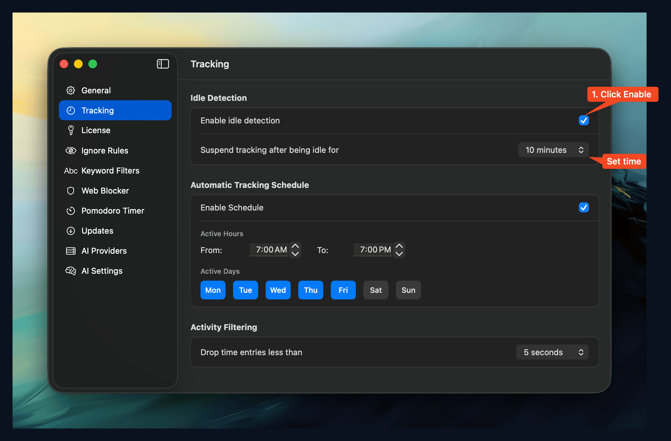 Idle Detection Settings