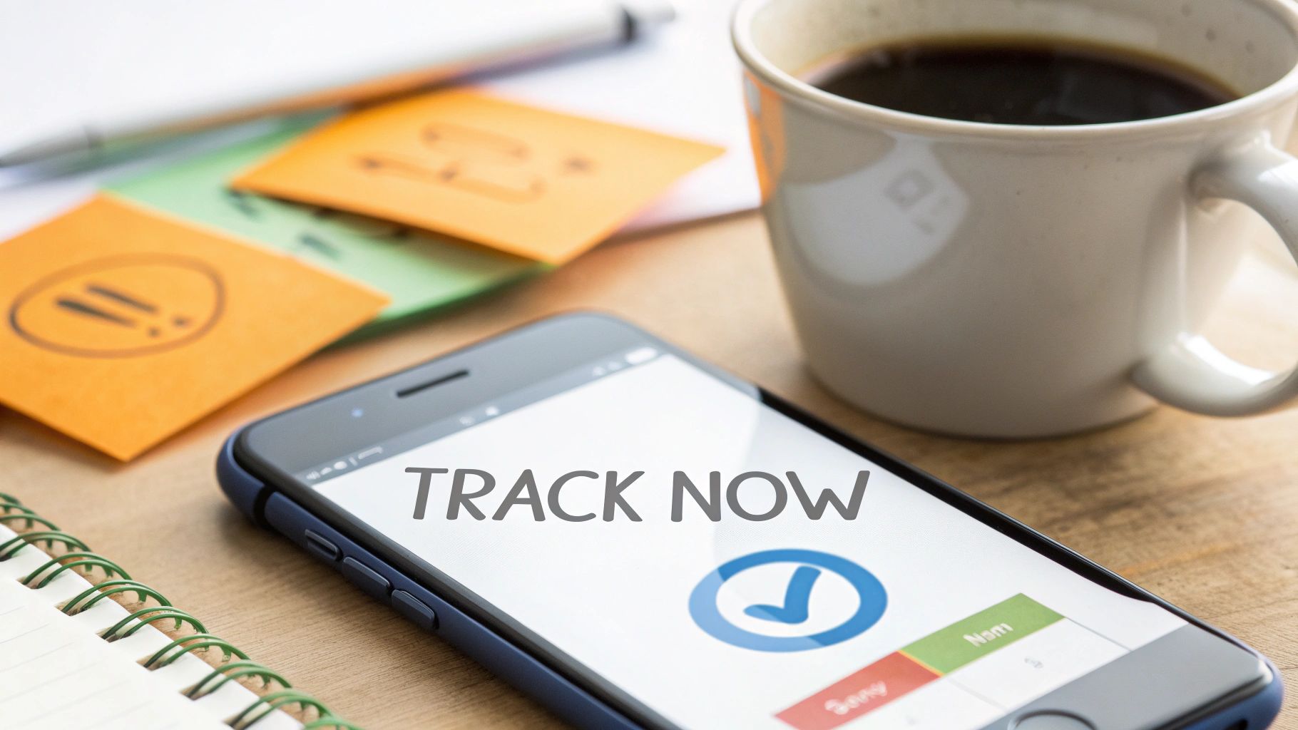 A designer at a clean desk, focused on their work, with a subtle calendar icon overlayed to represent smart habits.