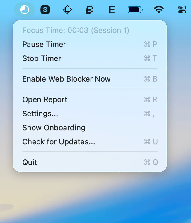Pause Timer - Shows the pause option in the menu