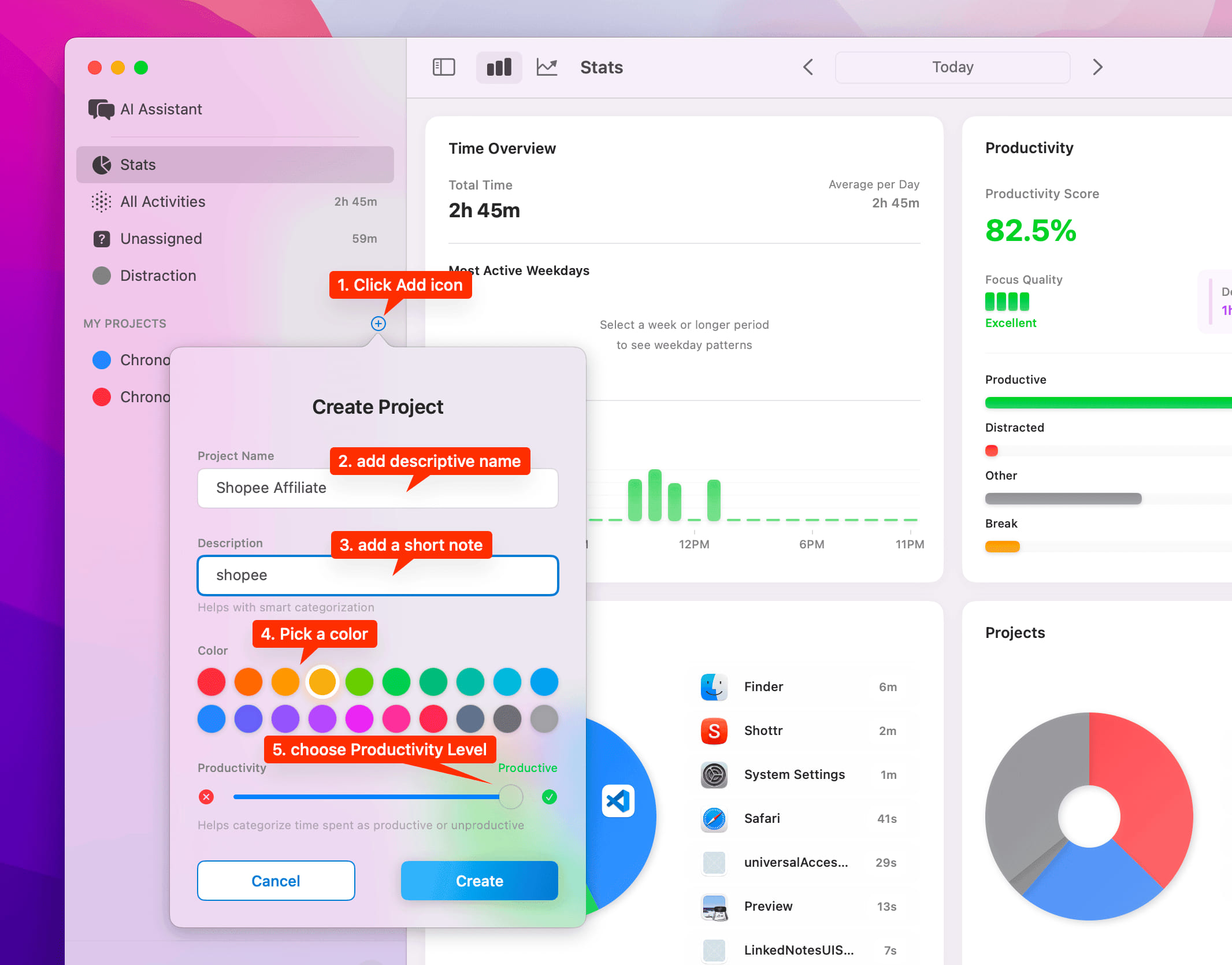 Create Project Window