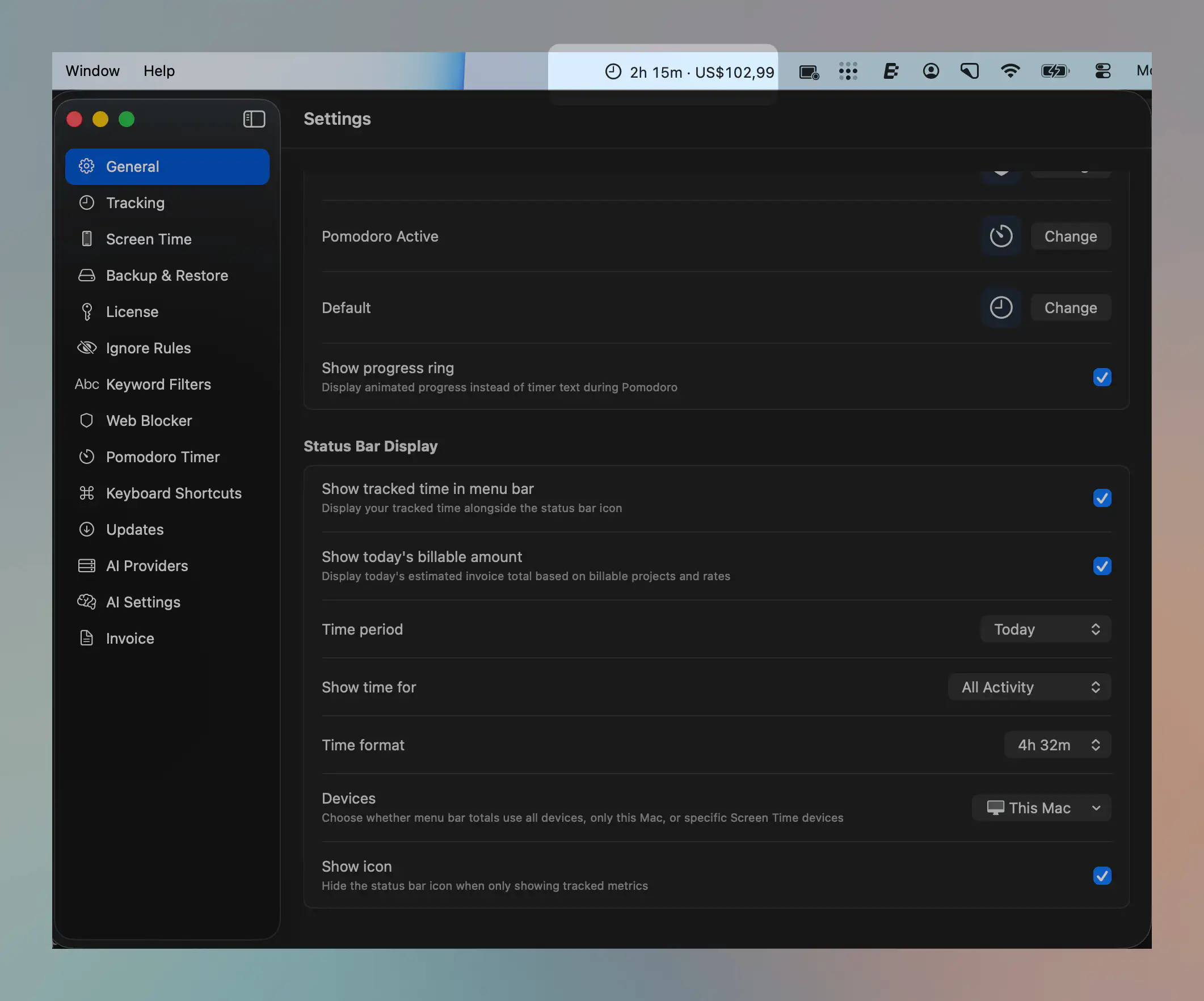 Menu Bar & Status Bar