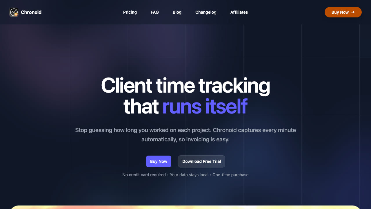 Chronoid automatic time tracking dashboard