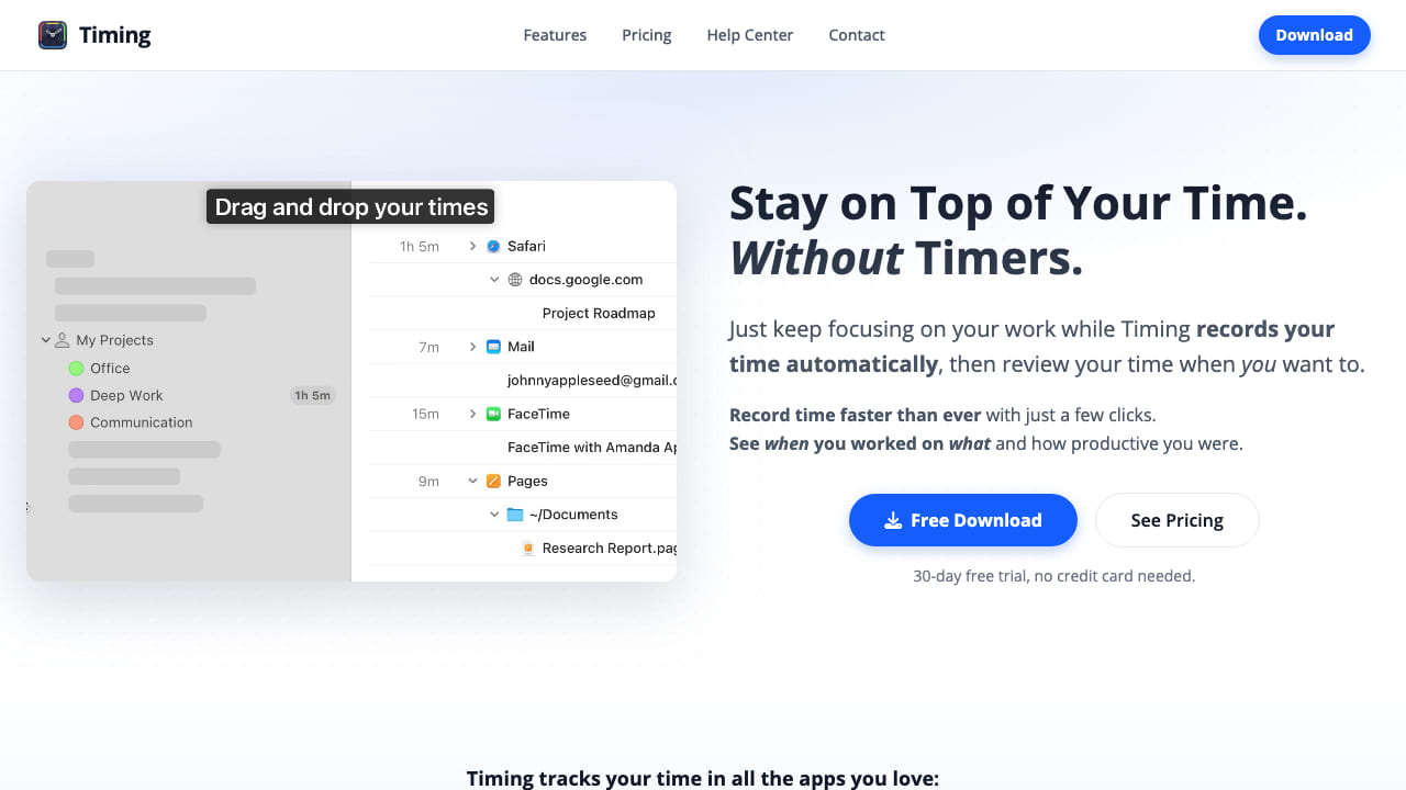 Timing app for Mac