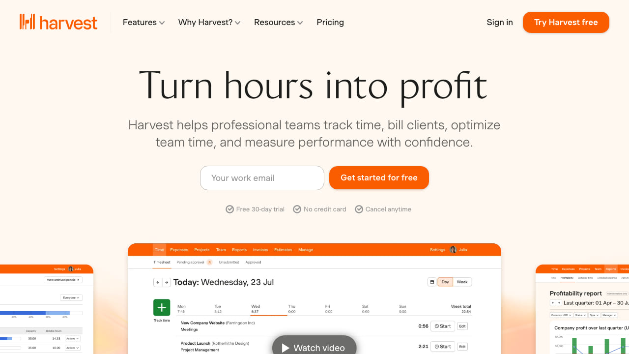 Harvest time tracking and invoicing