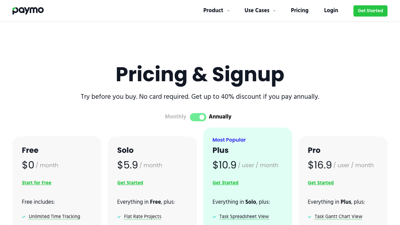 Paymo project management and time tracking